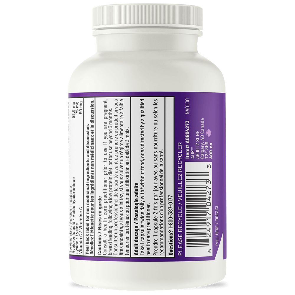 AOR Lysine, Vitamin C and Hyaluronic Acid (60 Veg Caps)