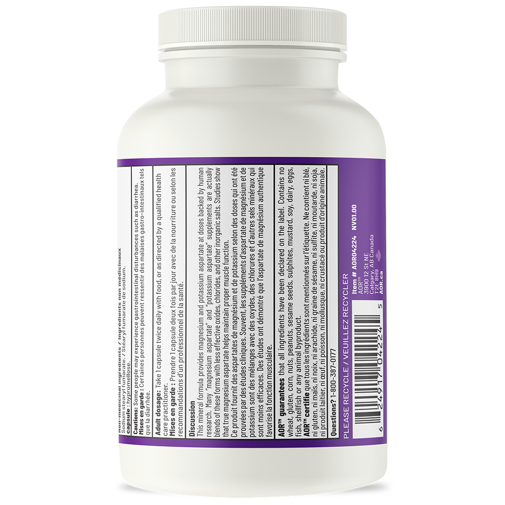AOR Magnesium Potassium Aspartates (120 Veg Caps)