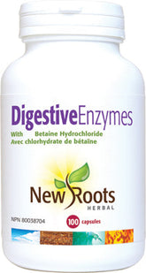 New Roots Herbal Digestive Enzymes with Betaine Hydrochloride (100 Veg Caps)