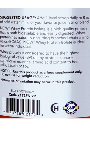 NOW Foods Whey Protein Isolate Unflavoured