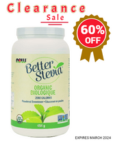 NOW Foods Better Stevia Organic Powder (454g) - Expires March 2024